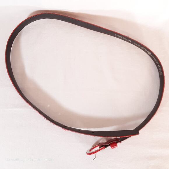 Distressed Genuine Reptile Skinny Belt Womens Medium Burnished Red - Picture 5 of 11